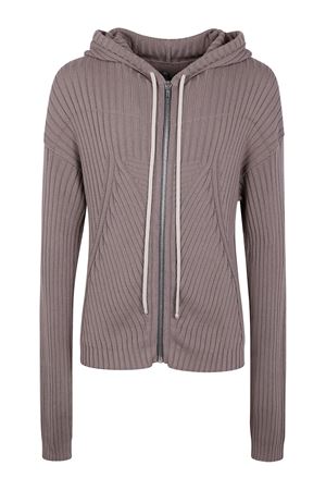 Cardigan con cappuccio grigio taupe RICK OWENS | RU01E5614KEC34